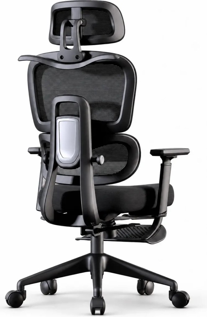 VÉRION CONFORT – Scaun ergonomic, Translație șezut, Cotiere 3D, Tetieră 3D, Suport lombar reglabil, Spătar reglabil înălțime, pivotant, suport picioare, Negru