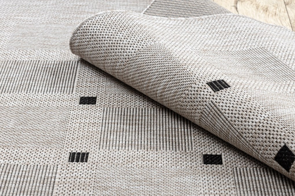 Covor sisal Floorlux 20079 Pătrat argintiu si negru - SECUNDAR-COTATI PRODUSUL