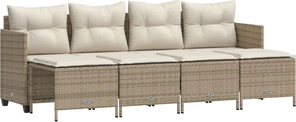 vidaXL Set canapele de grădină cu perne, 5 piese, bej, poliratan