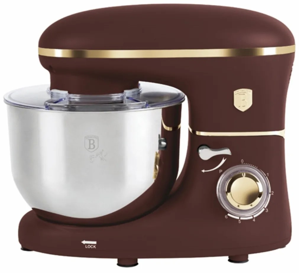 Robot de Bucătărie Berlinger Haus BH 9509 Leonardo – 1300W, 6L, Bol Inox, 6 viteze, Bordeaux, Silențios