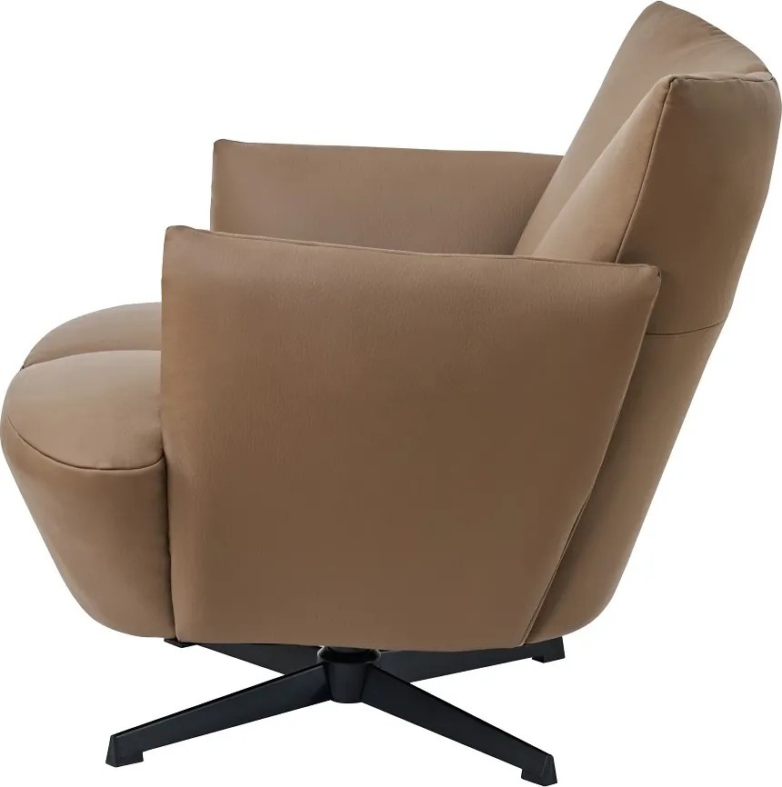 Fotoliu Accent Pivotant 360° – Design Modern, Bază Metalică Neagră, Tapițerie PU Premium, Maro