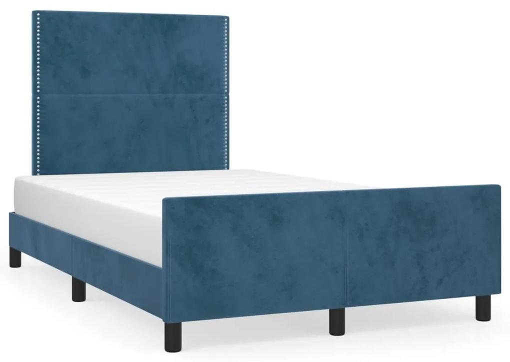 3125688 vidaXL Cadru de pat cu tăblie, albastru închis, 120x200 cm, catifea