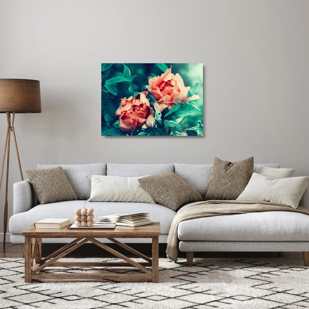 Tablou pe sticlă - Flori de primăvară (70x50 cm)