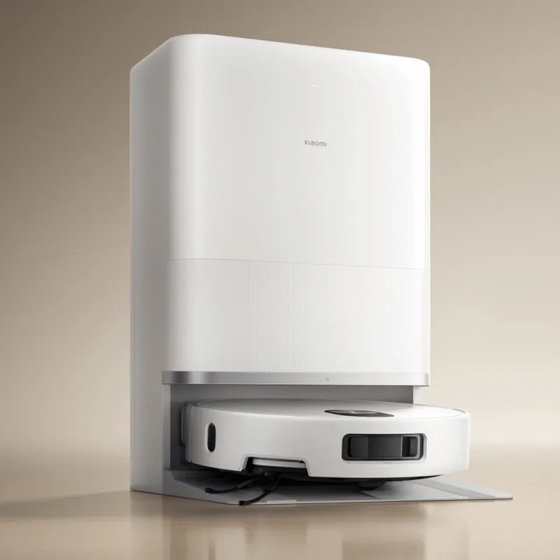 Aspirator robot Xiaomi Robot Vacuum 5 EU OV31GL, 55 W, 20000 Pa, 140 min, recunoaștere AI, stație automată de spălare și uscare, navigație laser dToF, apă caldă 80 °C, alb