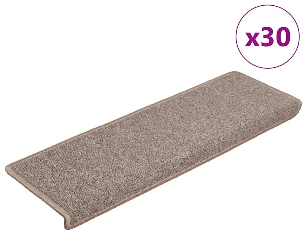 vidaXL Covorașe scară 30 buc 65x21x4 cm maro deschis