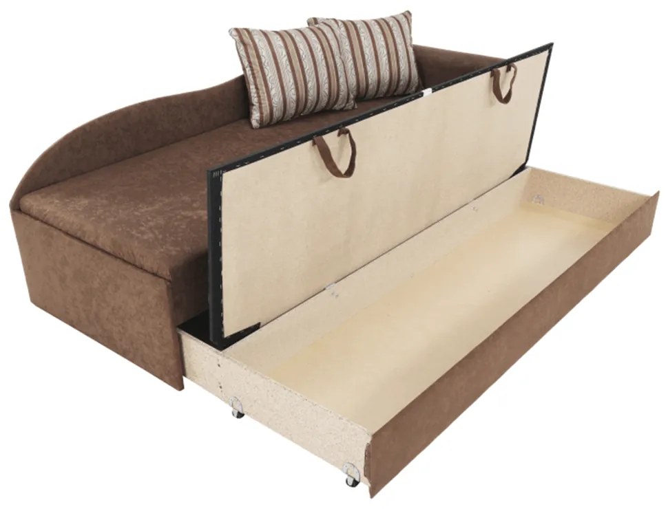 Divan extensibil, maro/cu perne modelate, dreapta, AGA D