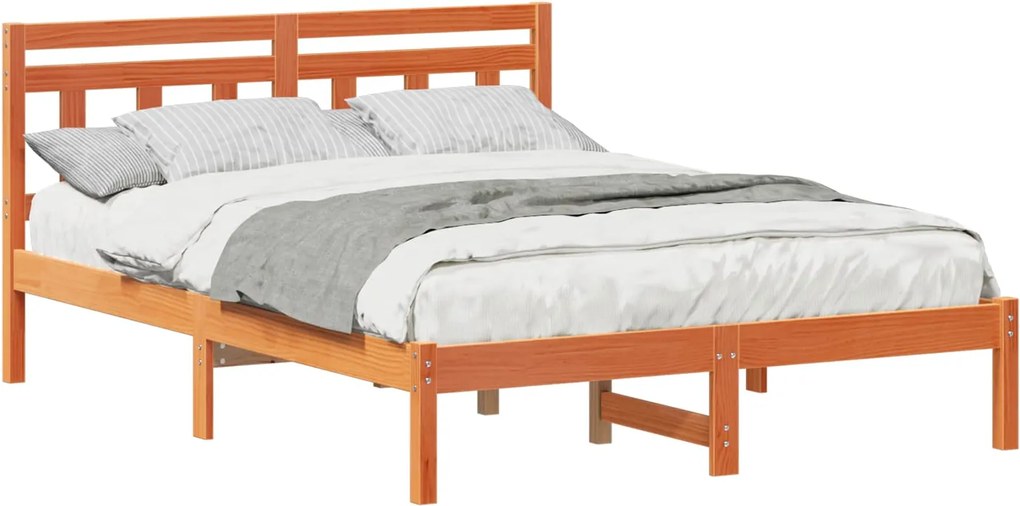 vidaXL Cadru de pat Maro 140 x 190 cm Lemn de pin masiv