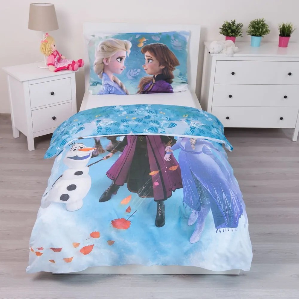 Lenjerie de pat pentru copii din bumbac pentru pat de o persoană 140x200 cm Frozen – Jerry Fabrics