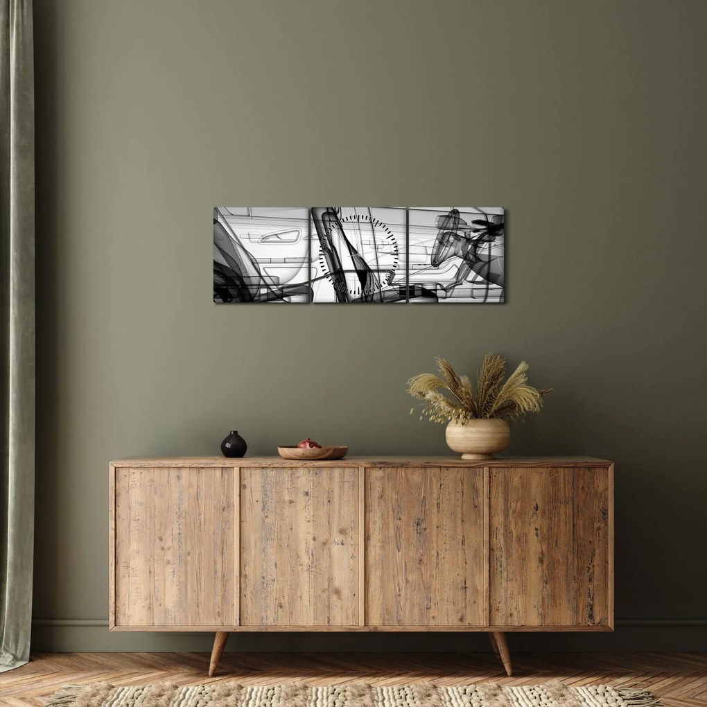 Tablou - 3D model mașina (cu ceas) (90x30 cm)