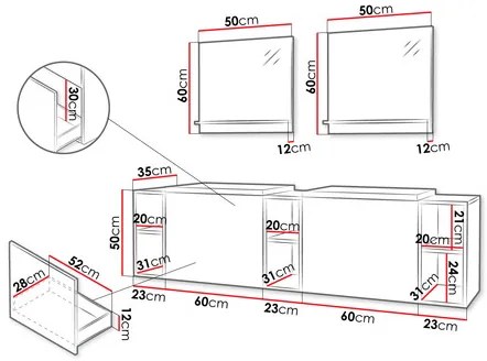 Set mobilier baie Nadalo IV (negru). 1122705