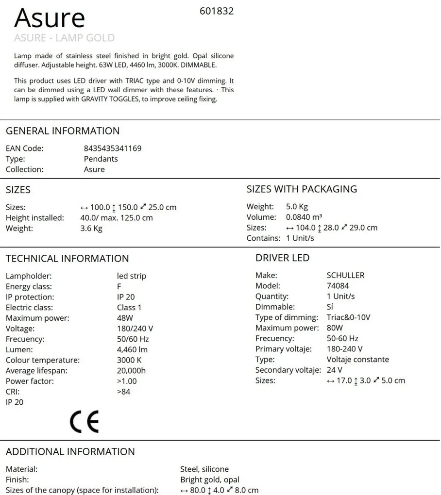Lustra LED suspendata design modern Asure auriu