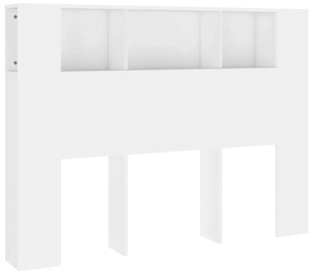 Tablie de pat cu dulap, alb, 140x18,5x104,5 cm Alb, 1