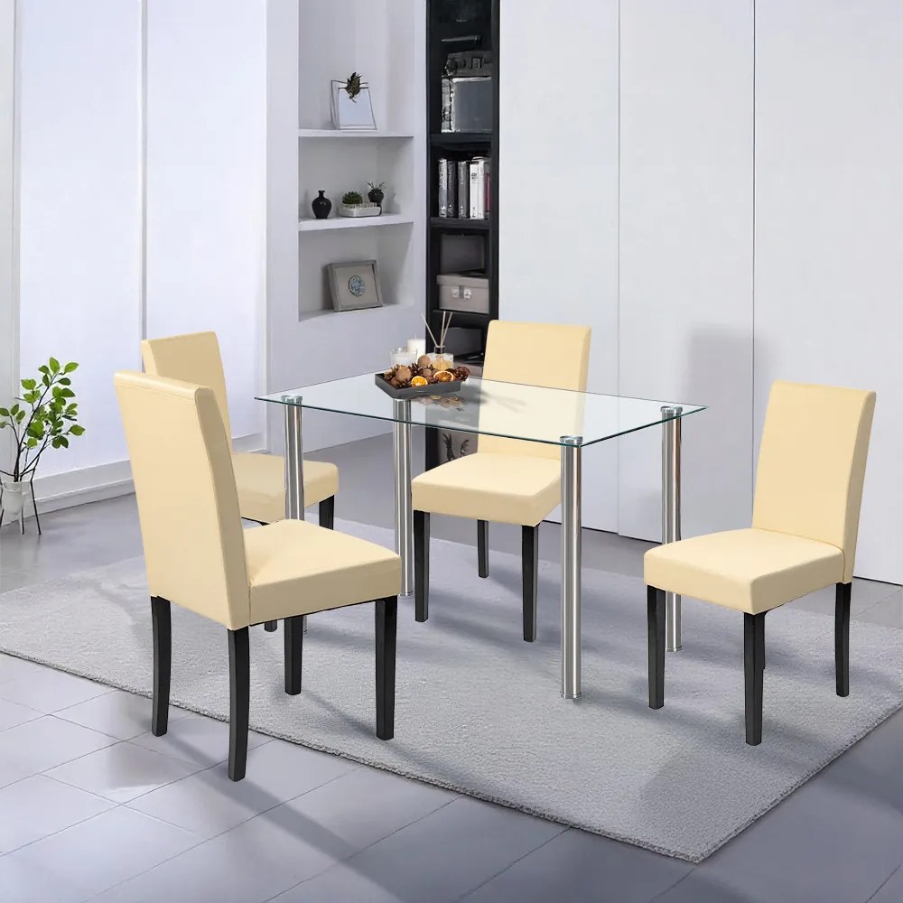 Set de masă Karin 4+1 alb-bej