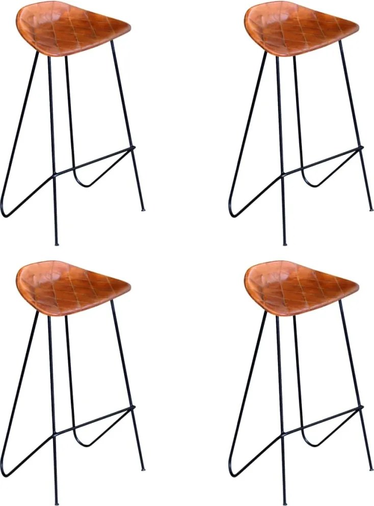 vidaXL Scaune de bar, 4 buc., maro, piele naturală