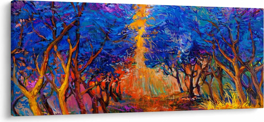 Tablou - Coroane de copac de toamnă, impresionism modern (120x50 cm)
