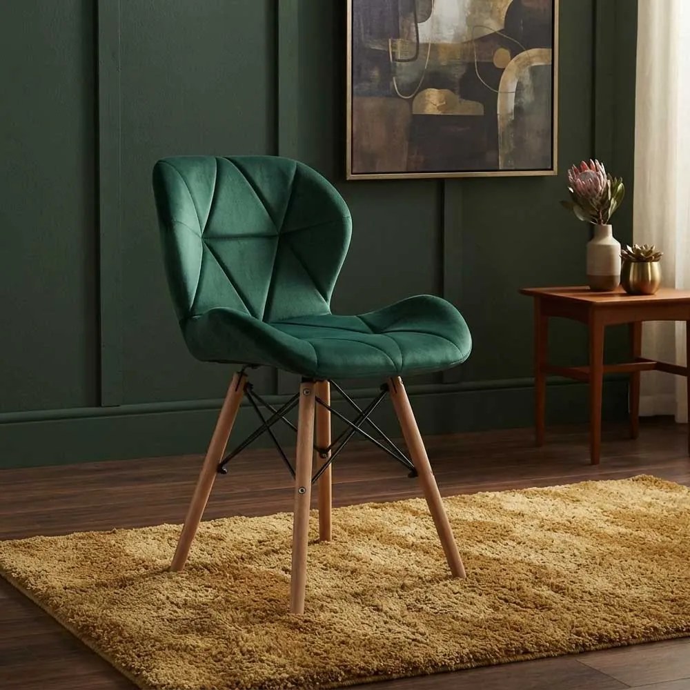 Scaun de bucatarie cu cadru din lemn tapitat cu catifea BUC 241V verde