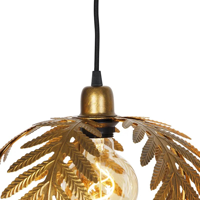 Lampă suspendată vintage aurie oblongă cu 3 lumini - Botanica