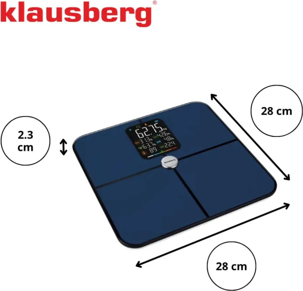 Cantar de baie smart cu analiza corporala Klausberg KB-7940 albastru