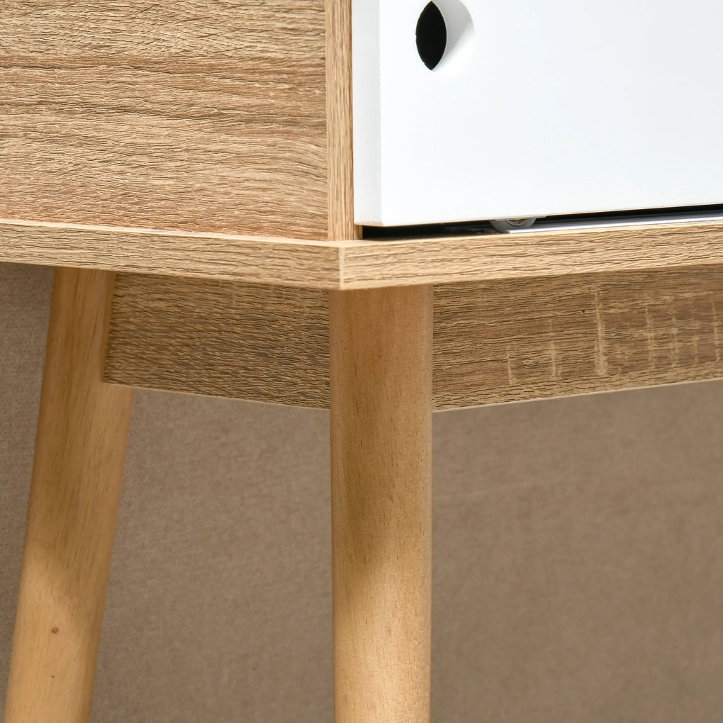 HOMCOM Masuta Consola de Hol si Sufragerie cu 2 Compartimente, din MDF si Picioare din Lemn de Pin, 100x35x75cm, Alb
