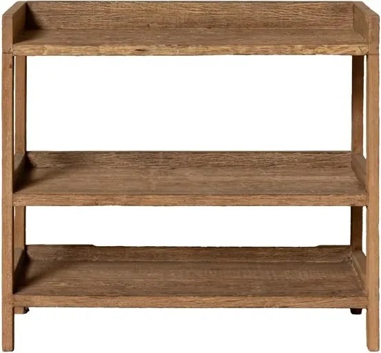 Consolă din lemn reciclat, cu 3 rafturi, natur, finisaj vintage, 95×40×86 cm, „Rustor"
