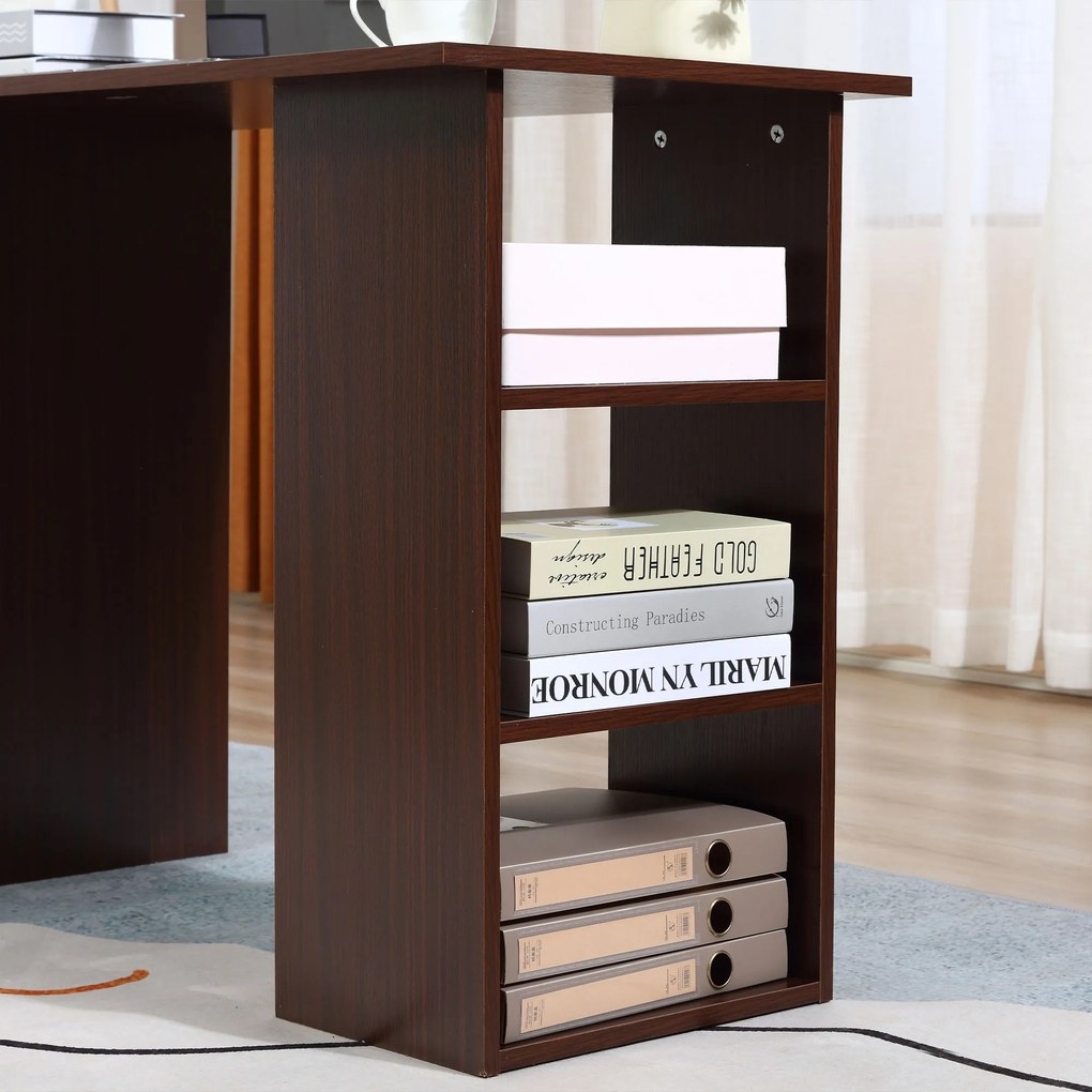 Birou cu 3 sertare si 3 rafturi reversibile, birou din lemn de 120 cm, culoare nuc HOMCOM | Aosom Romania