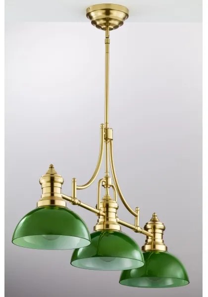 Lustră cu tijă PLATINO Jupiter 2074, 3xE27/15W/230V, verde/auriu