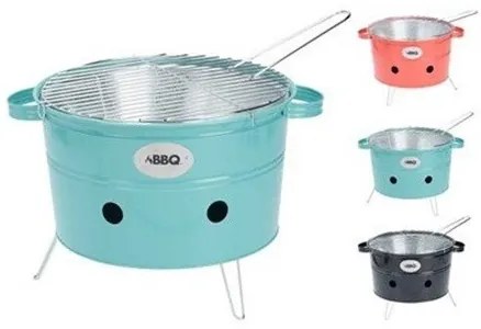 Gratar emailat BBQ negru, rosu, turcoaz, 34,5 x 20 cm