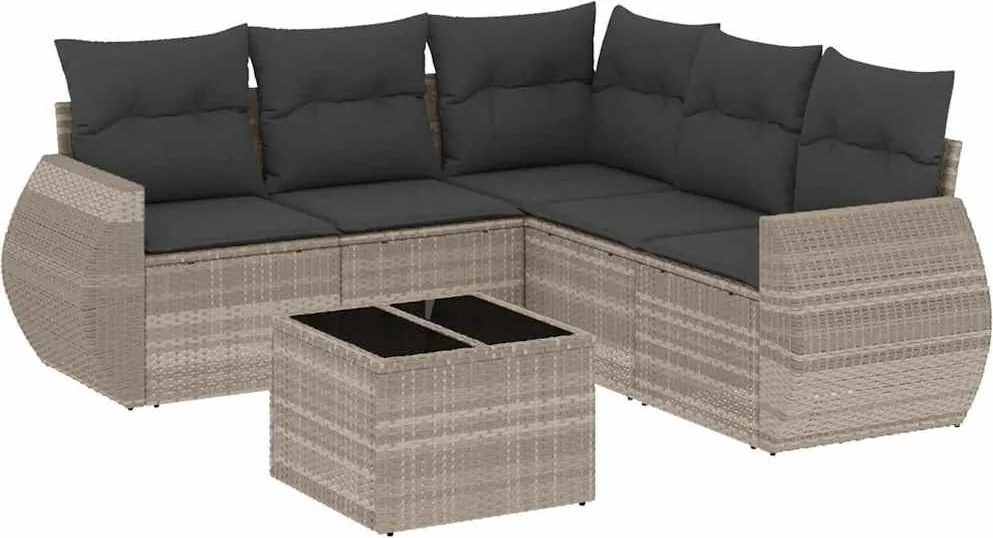 vidaXL Set canapele de grădină cu perne, 6 piese gri deschis poliratan