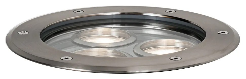Proiector modern de sol din oțel cu 3 lumini IP65 - Tribus