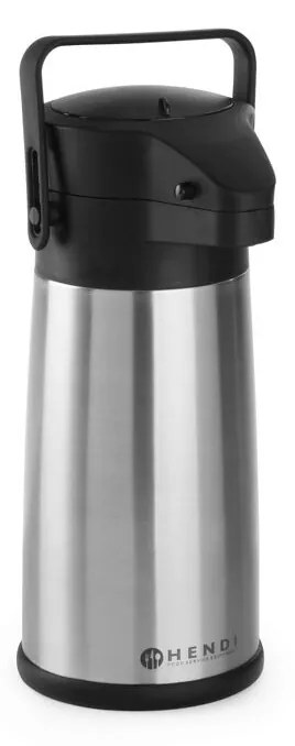 Termos cu pompa, inox, capacitate 2.2 lt, diam. 15 x (H) 34 cm