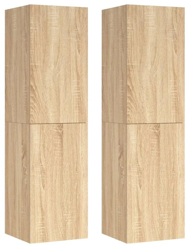 803369 vidaXL Comode TV, 2 buc., stejar Sonoma, 30,5x30x110cm, lemn prelucrat