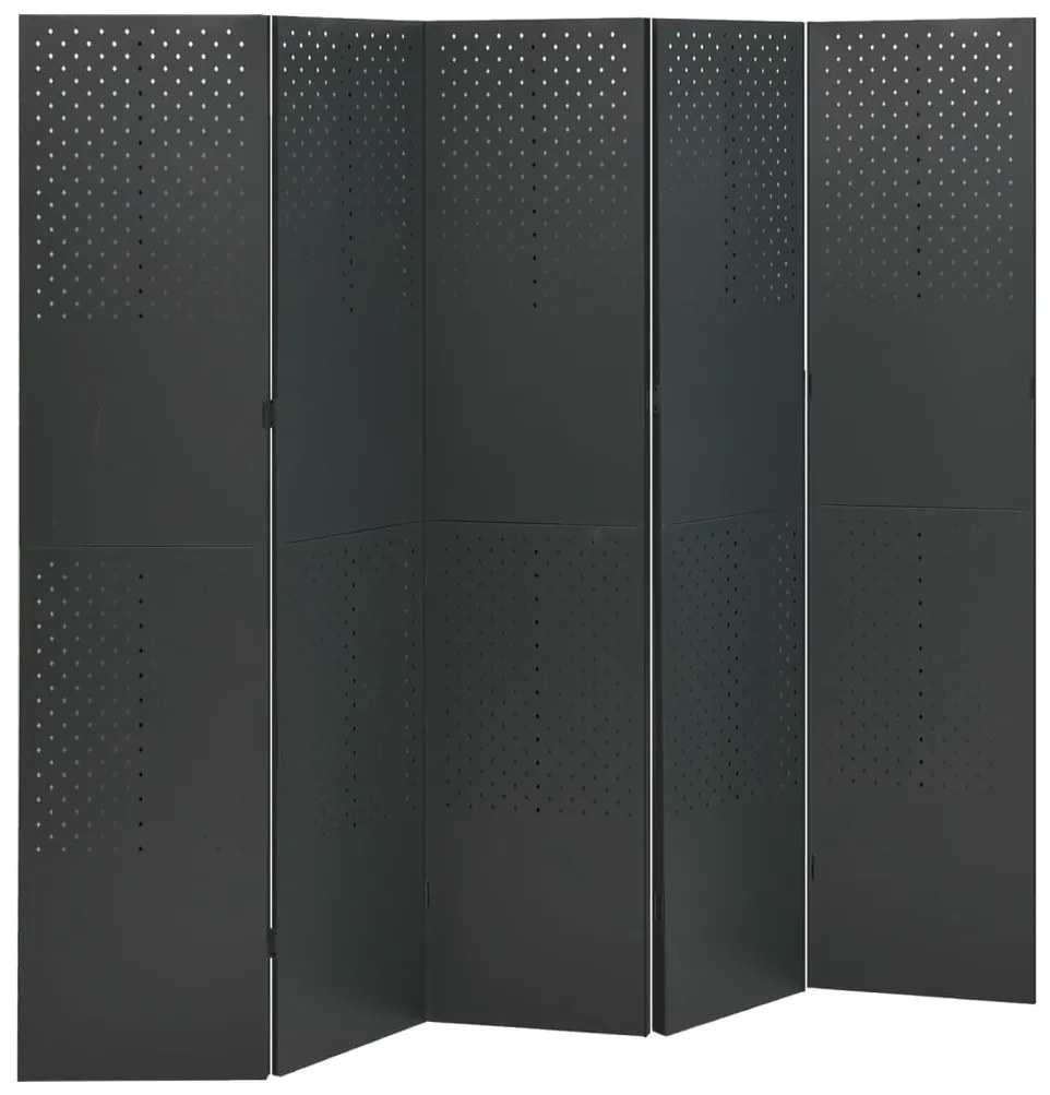 3095198 vidaXL Paravane de cameră cu 5 panouri, 2 buc. antracit 200x180cm oțel