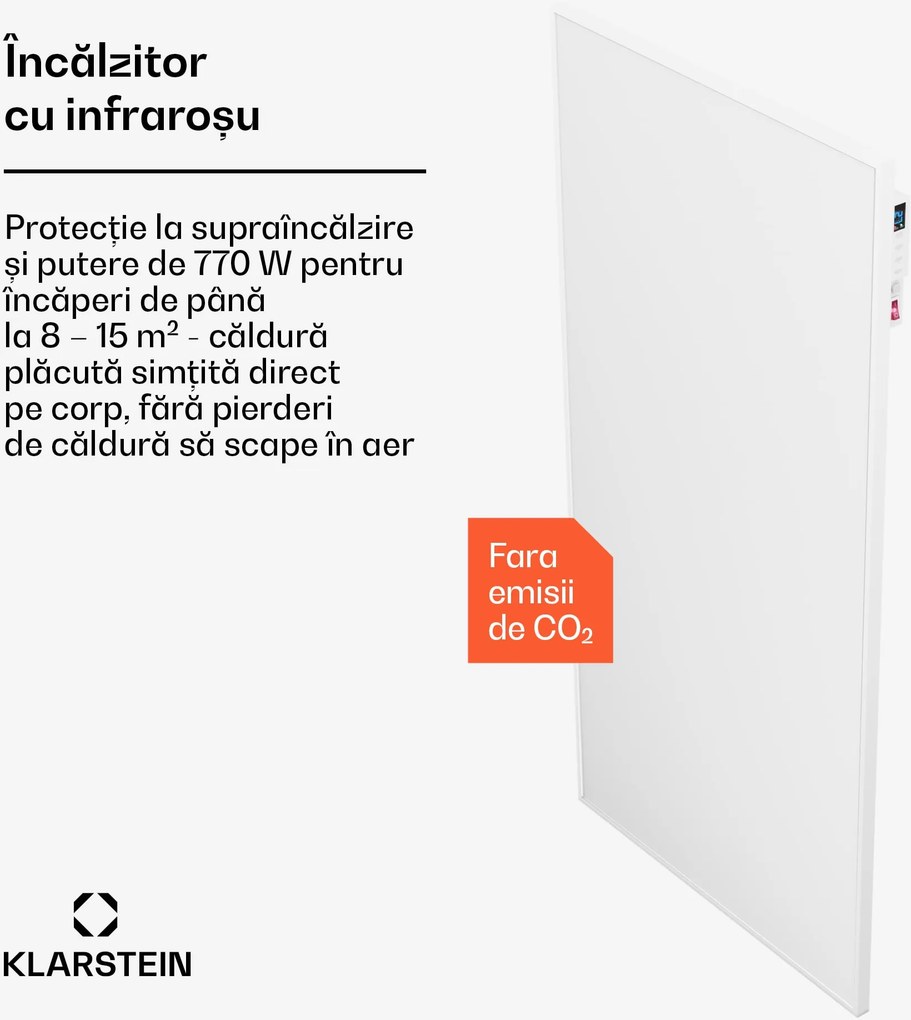 Klarstein Wonderwall Air Smart 770, încălzitor cu infraroșu, 60 x 120 cm, 770 W, aplicație