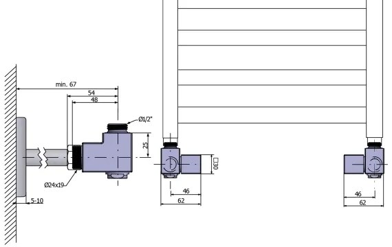 Sapho - Set de racordare pentru ventile unghiulare CUBE COMBI, 2 buc., pentru partea dreaptă / crom lucios