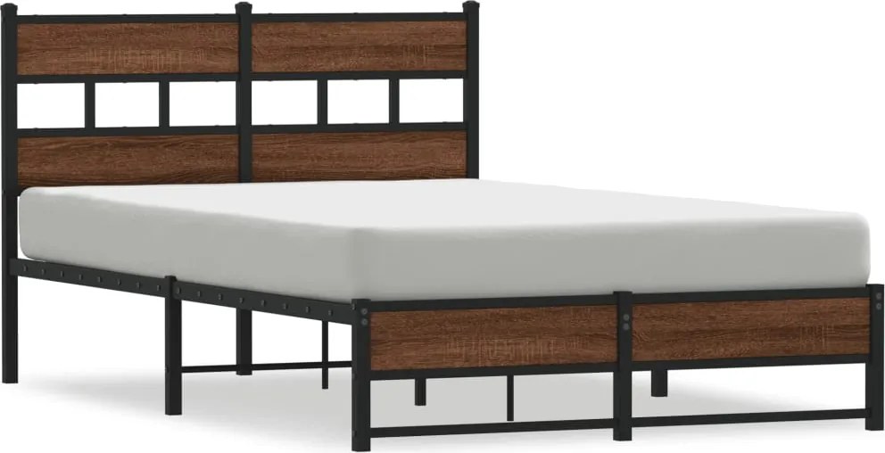 vidaXL Cadru pat metalic fără saltea, stejar maro, 120x200 cm