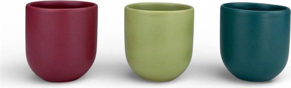Set 3 cesti cafea Pahare Novum Trio Terra, glazura mata, 250ml