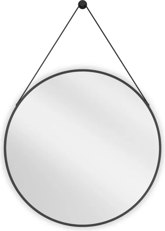 Mexen String oglindă de baie rotundă 70 cm, ramă neagră - 9854-070-070-000-70