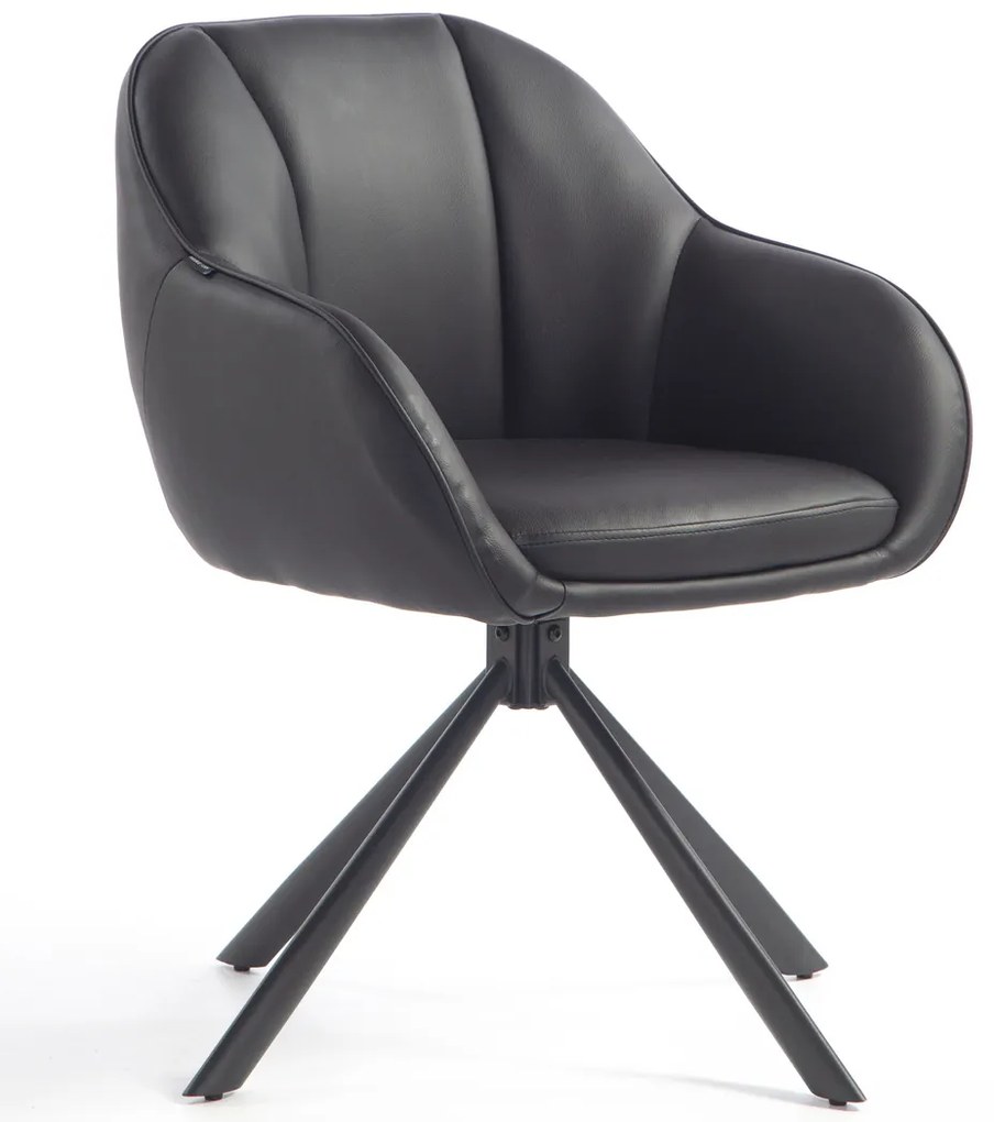 HR2055 BAZĂ STEA Scaun Neagră din Piele Ecologica cu Bază Neagră