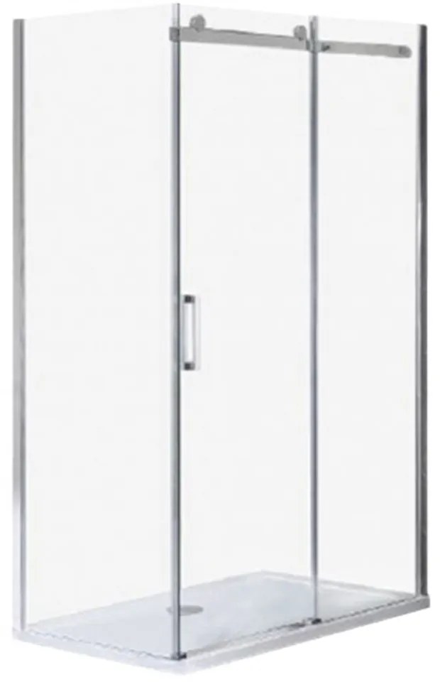 Cabină de duș asimetrică pătrată Vincenzo cu finisaj Easy Clean, fără cădiță de duș