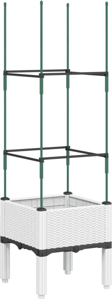 vidaXL Jardinieră de grădină cu spalier, alb, 40x40x142,5 cm, PP