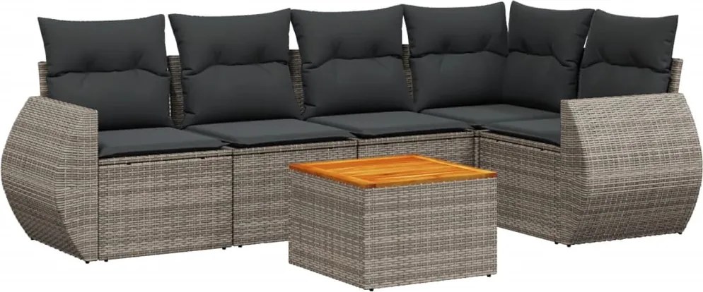 vidaXL Set mobilier grădină cu perne, 6 piese, gri, poliratan