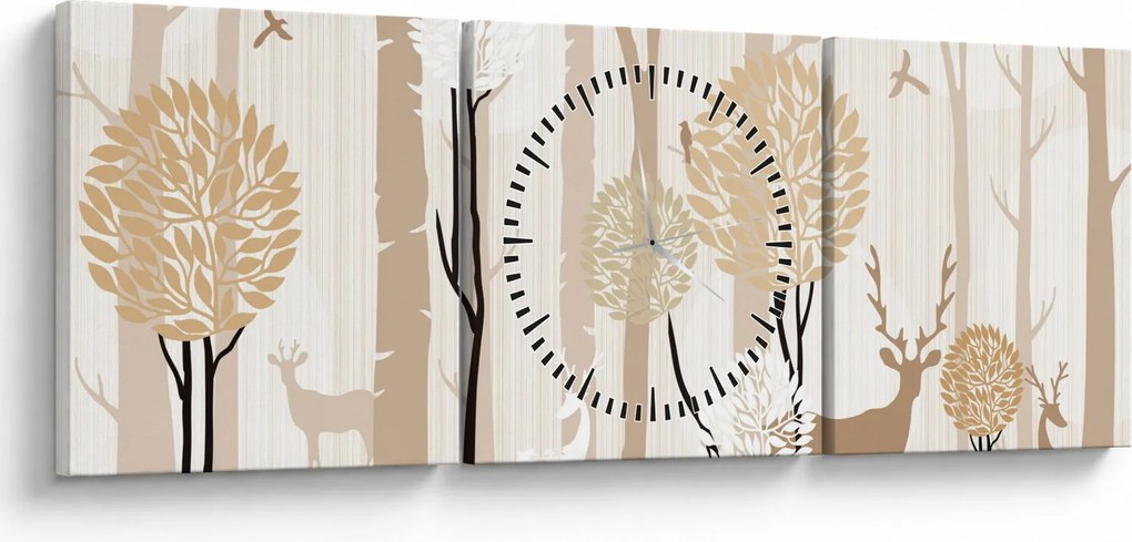Tablou - Pădure ilustrată (cu ceas) (90x30 cm)