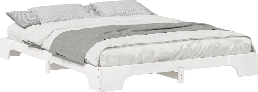 vidaXL Cadru de pat Alb 160 x 220 cm Lemn de pin masiv