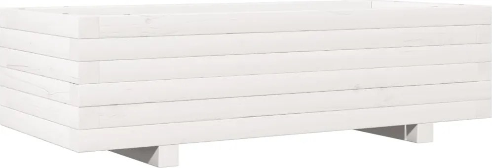 vidaXL Jardinieră de grădină, alb, 90x40x26,5 cm, lemn masiv de pin