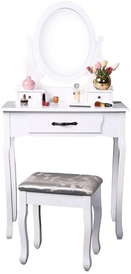 Măsuță decorativă cu scaun LINET NEW, albă