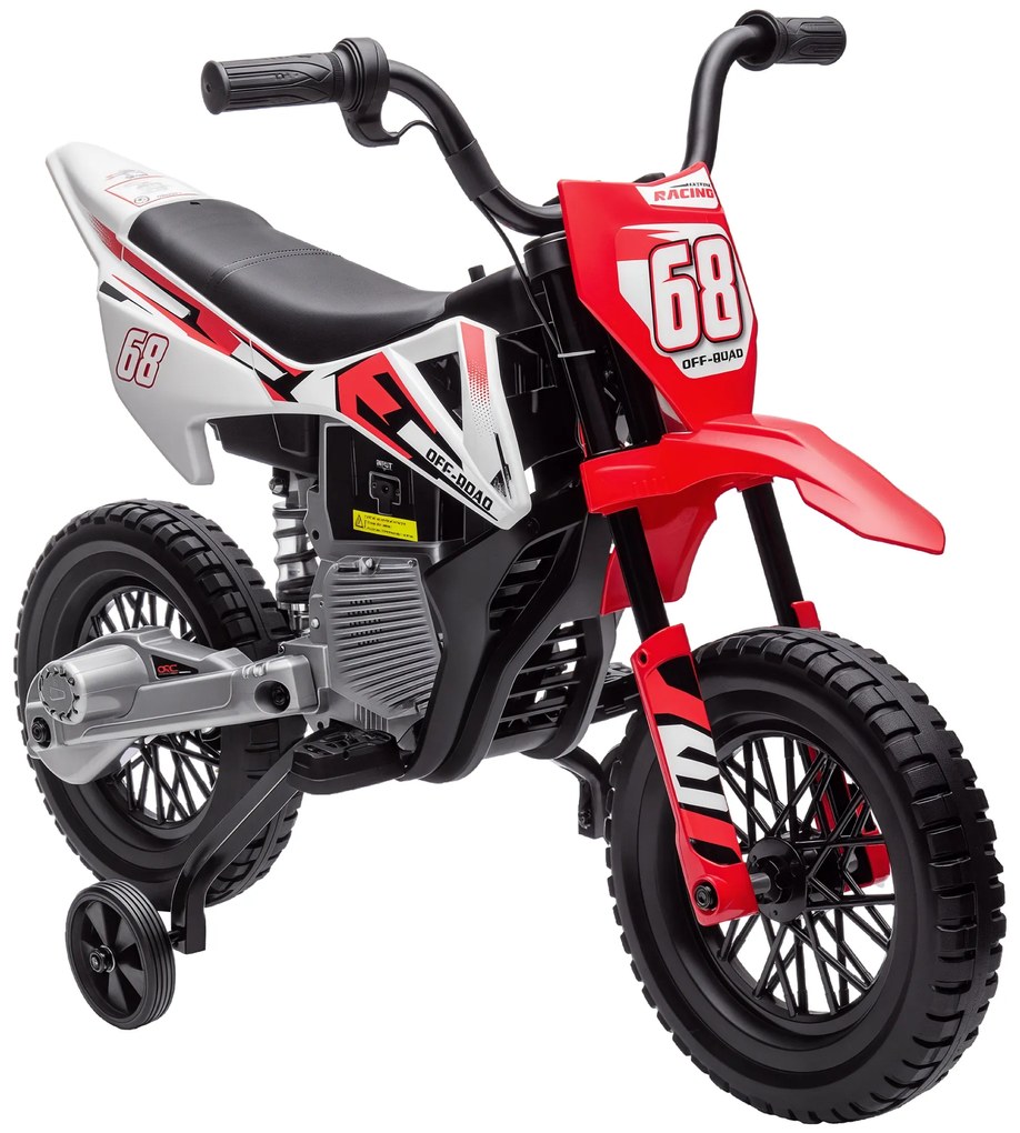 AIYAPLAY Motocicletă Electrică pentru Copii 3-6 Ani cu 2 Motoare și Accelerație Manuală, 2,4-5km/h, 107x56x70 cm, Roșu | Aosom Romania