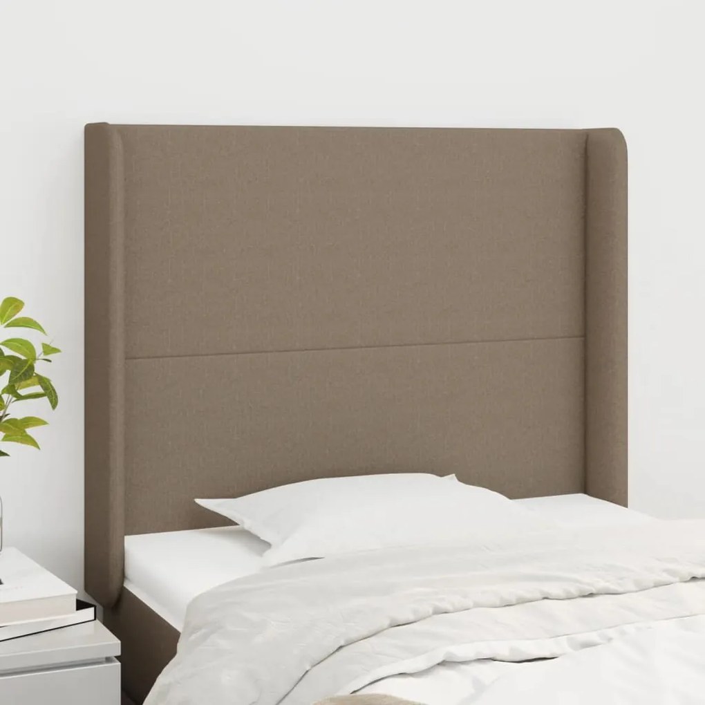 vidaXL Tăblie de pat cu aripioare gri taupe 83x16x118/128 cm textil