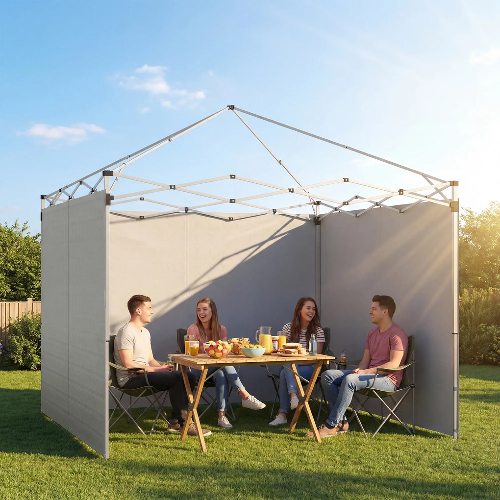 Outsunny Set de 3 piese panouri laterale cu fermoar pentru pavilion 3 x 3 m, gri deschis | Aosom Romania