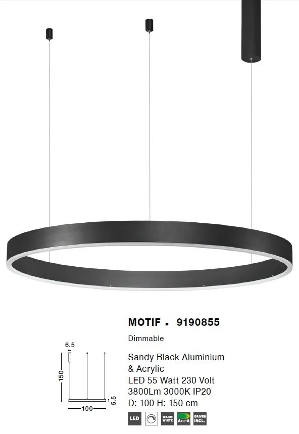 Lustra LED design modern circular MOTIF 55W NVL-9190855