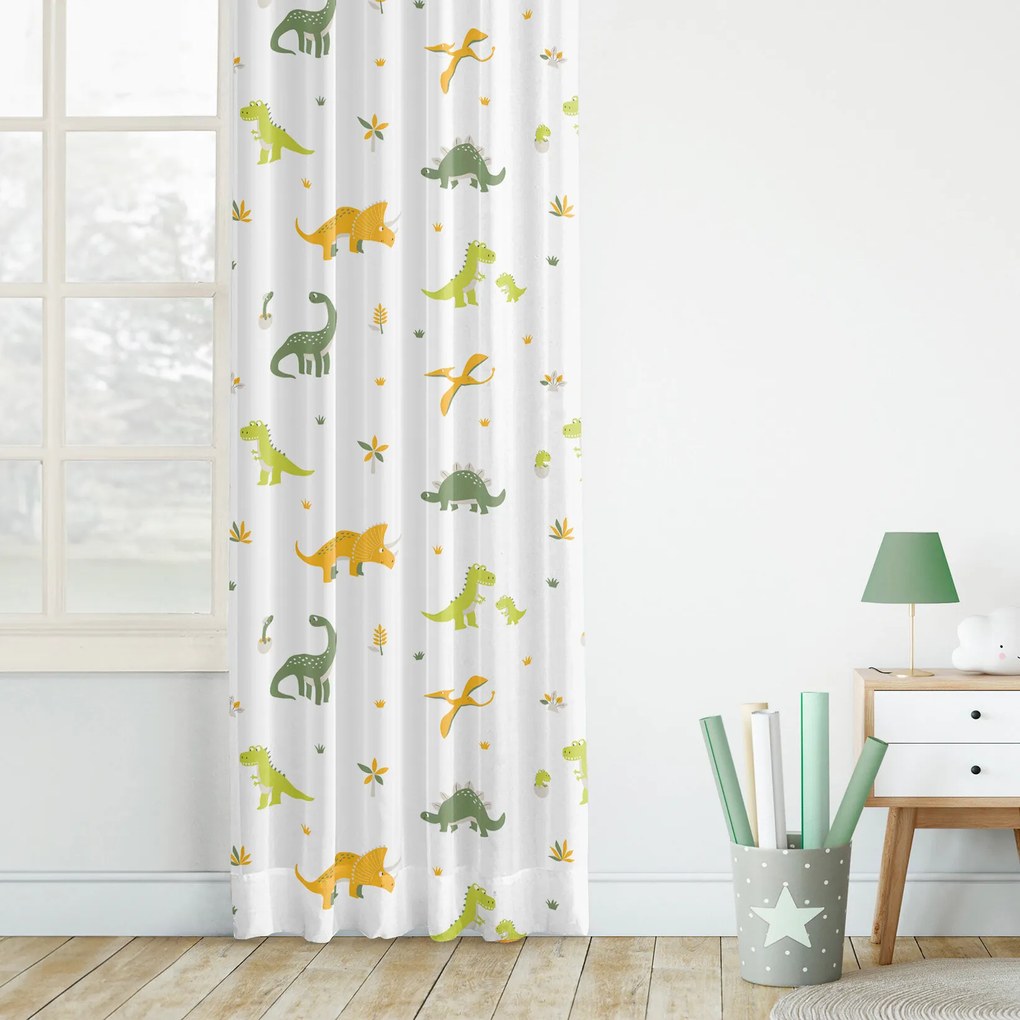 Goldea draperie pentru copii din 100% bumbac - aventura dinozaurilor 140x150 cm